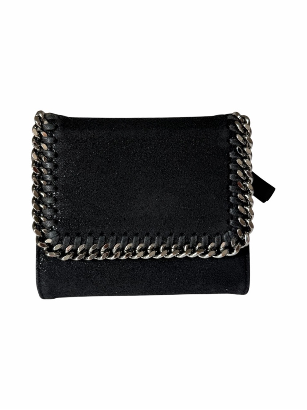 Stella McCartney Falabella Small Trifold Flap Wallet Black Chain Trim